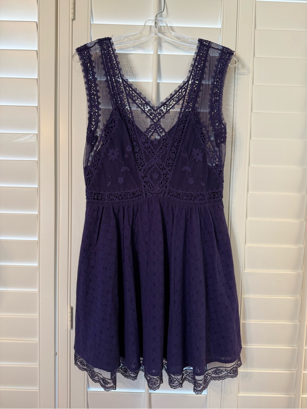 Free People Deep Purple Lace Mini Dress